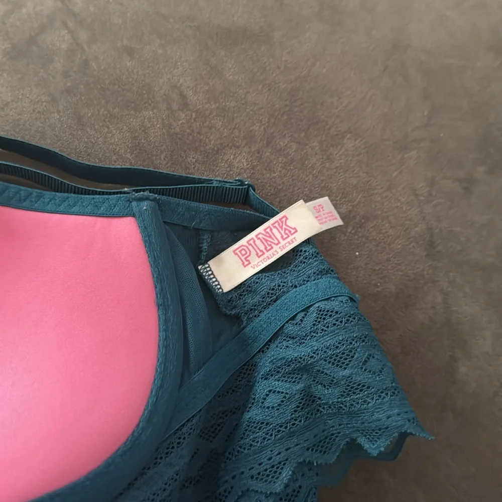 Victoria's Secret PINK Teal Lace Strappy Push-up Bralette